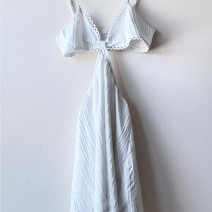 White Midi Dress with Cutout Front